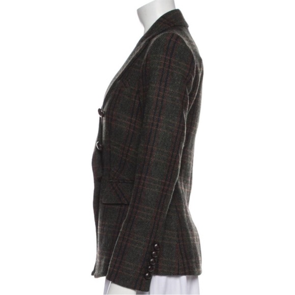 $798 Veronica Beard Miller Herringbone Plaid Dickey Jacket Forest Green sz 14 - Picture 7 of 16